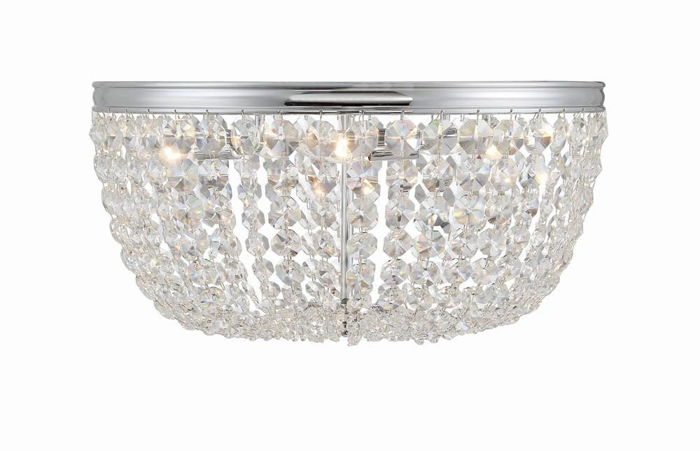 Crystorama Nola Flush Mount - Polished Chrome, Hand Cut Crystal 10"H