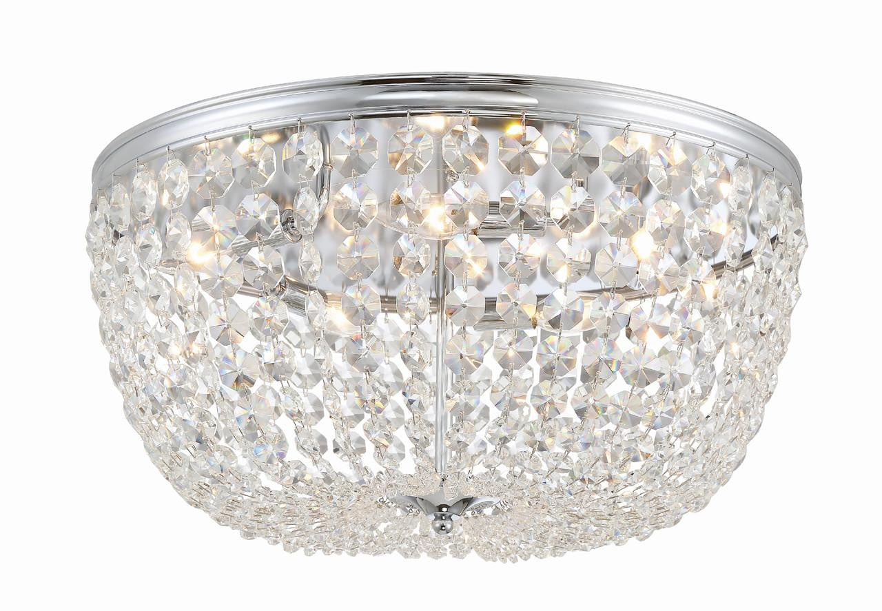 Crystorama Nola Flush Mount - Polished Chrome, Hand Cut Crystal 10"H