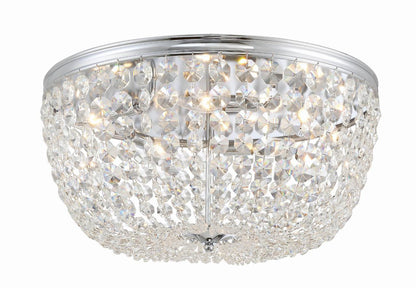 Crystorama Nola Flush Mount - Polished Chrome, Hand Cut Crystal 10"H
