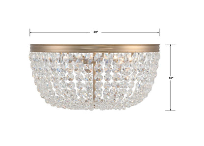 Crystorama Nola Flush Mount - Vibrant Gold, Hand Cut Crystal 10"H