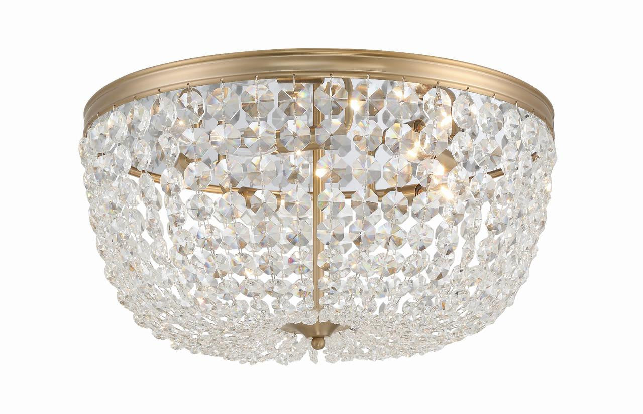 Crystorama Nola Flush Mount - Vibrant Gold, Hand Cut Crystal 10"H