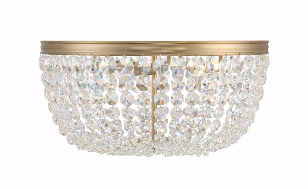Crystorama Nola Flush Mount - Vibrant Gold, Hand Cut Crystal 10"H