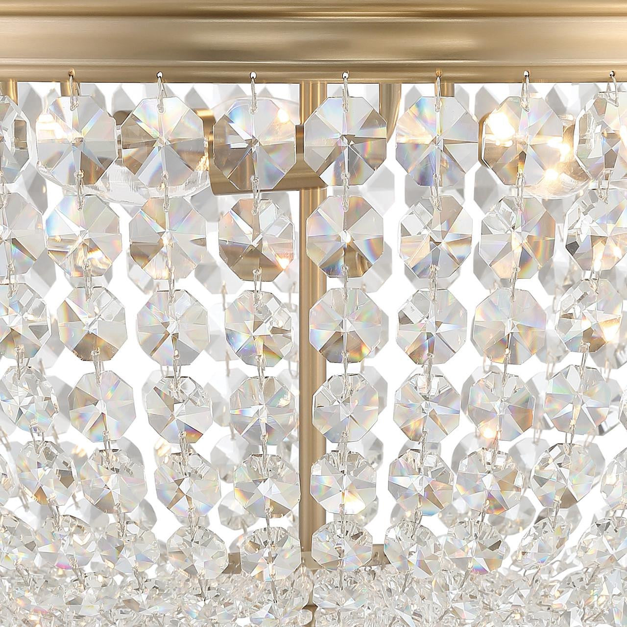 Crystorama Nola Flush Mount - Vibrant Gold, Hand Cut Crystal 10"H