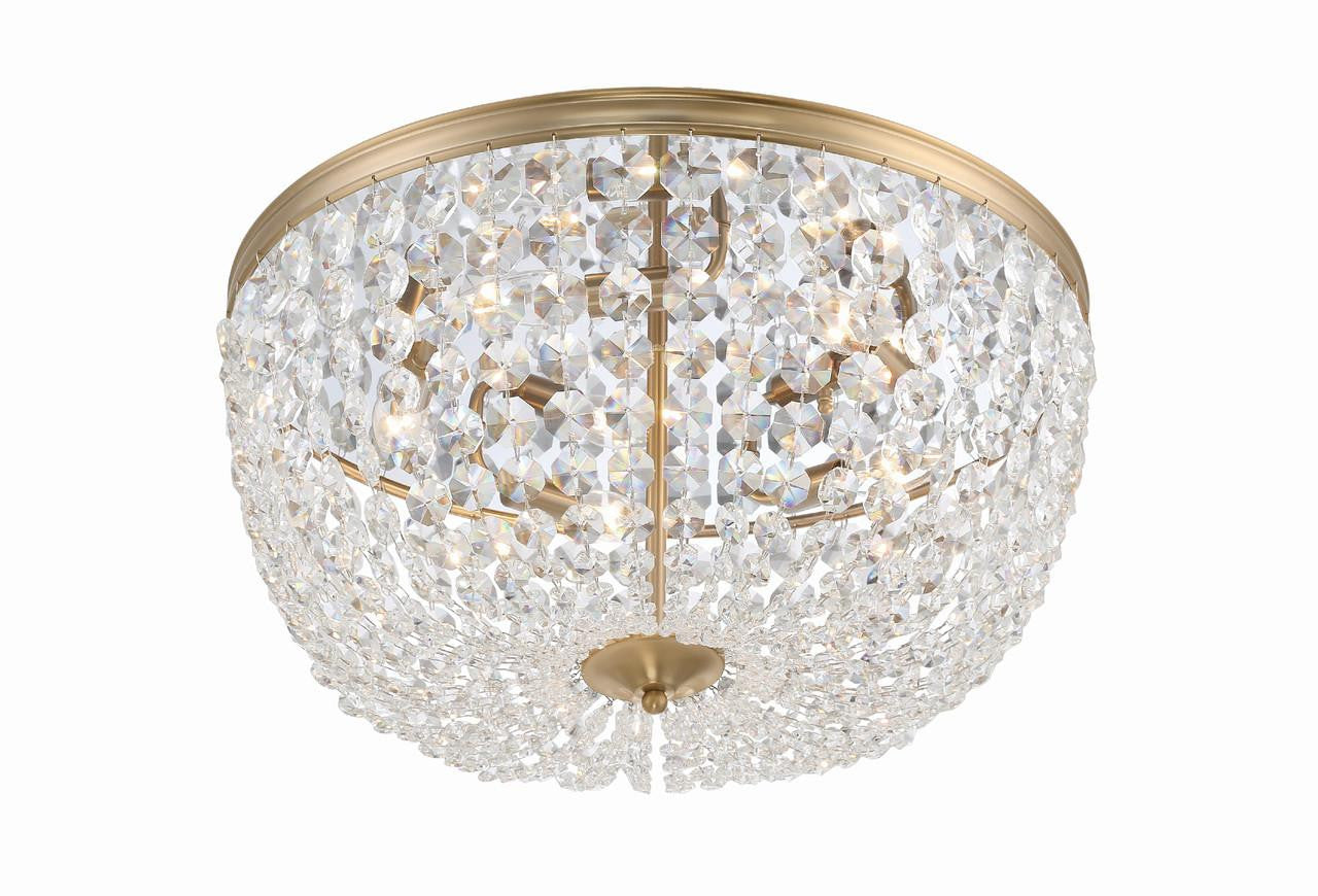 Crystorama Nola Flush Mount - Vibrant Gold, Hand Cut Crystal 10"H