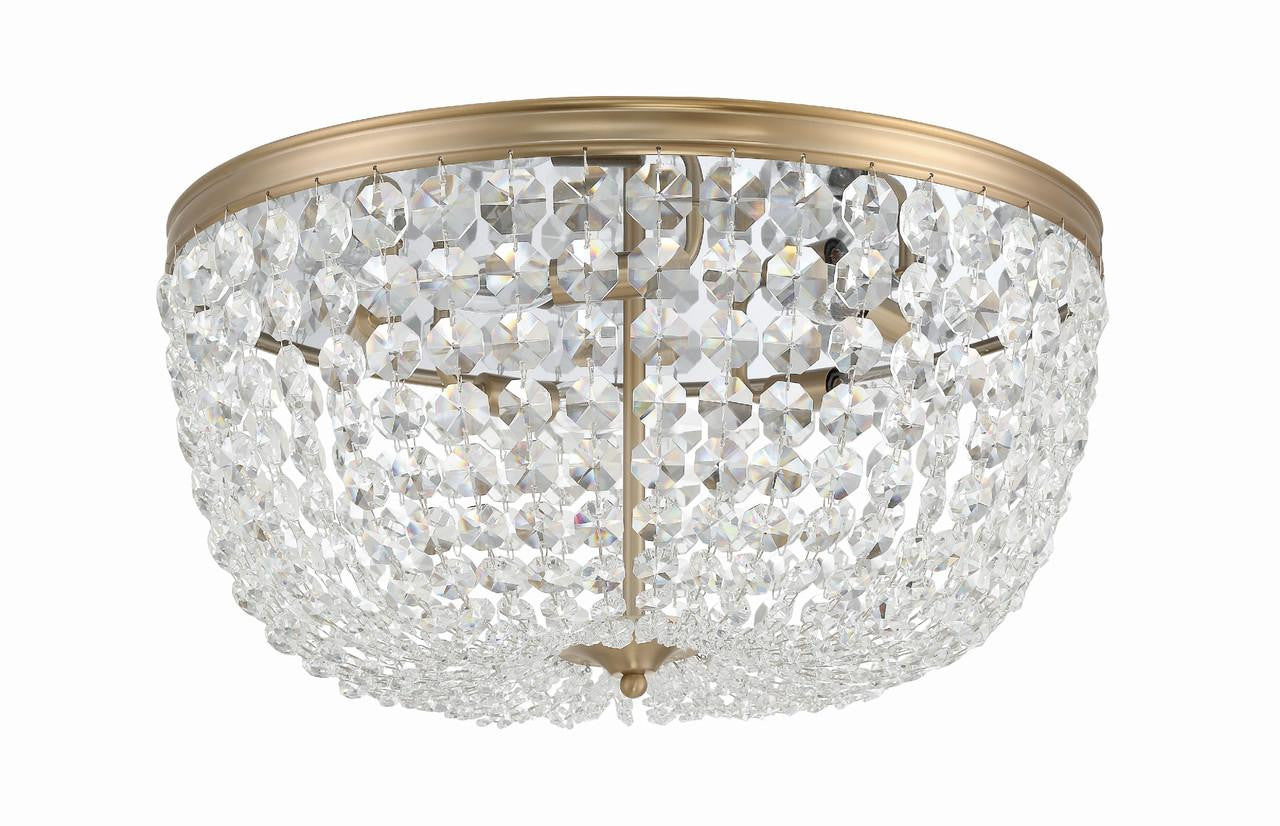 Crystorama Nola Flush Mount - Vibrant Gold, Hand Cut Crystal 10"H