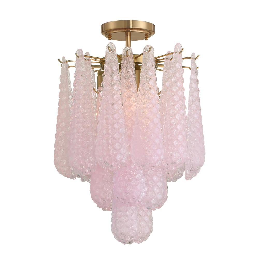 Crystorama Ollie 4 Light Semi Flush Mount Aged Brass