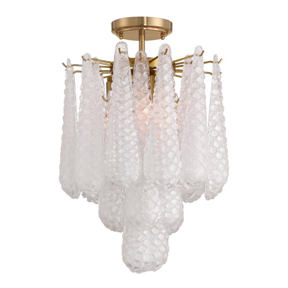 Crystorama Ollie 4 Light Semi Flush Mount Aged Brass