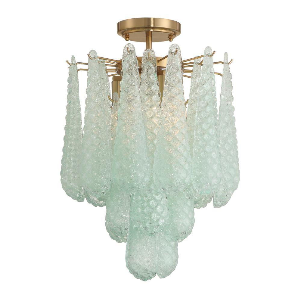 Crystorama Ollie 4 Light Semi Flush Mount Aged Brass