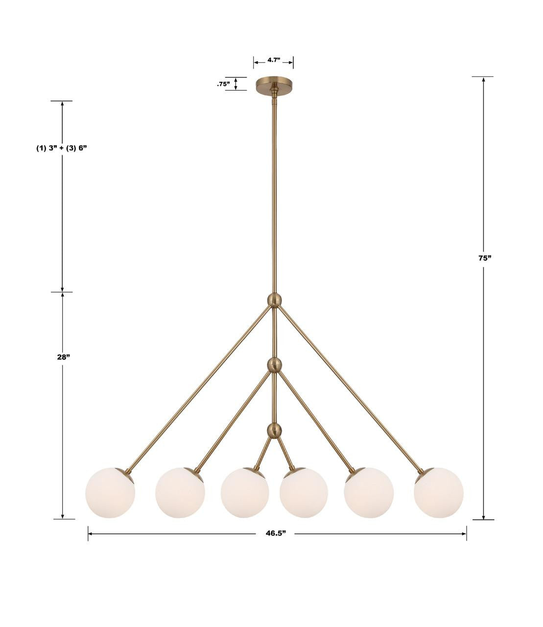 Crystorama Omni Chandelier - Aged Brass 28"H