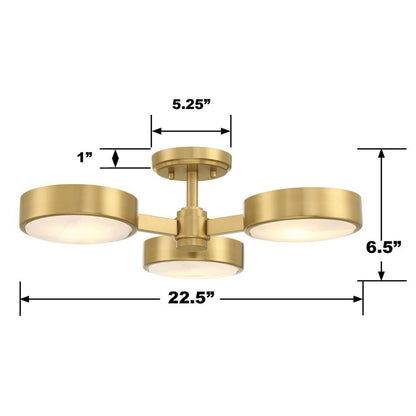 Crystorama Orson 3 Light Semi Flush Mount - Modern Gold 6.5"H