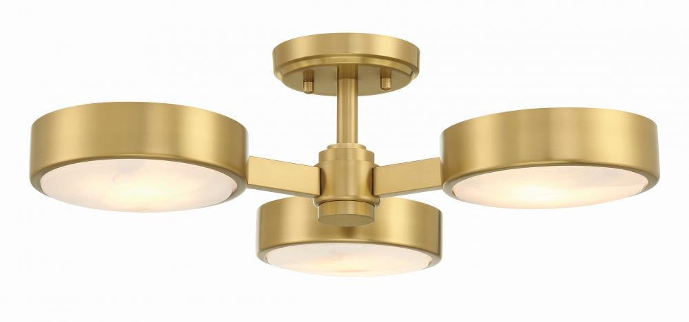 Crystorama Orson 3 Light Semi Flush Mount - Modern Gold 6.5"H