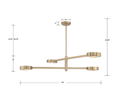 Crystorama Orson 4 Light Chandelier - Modern Gold 9"H