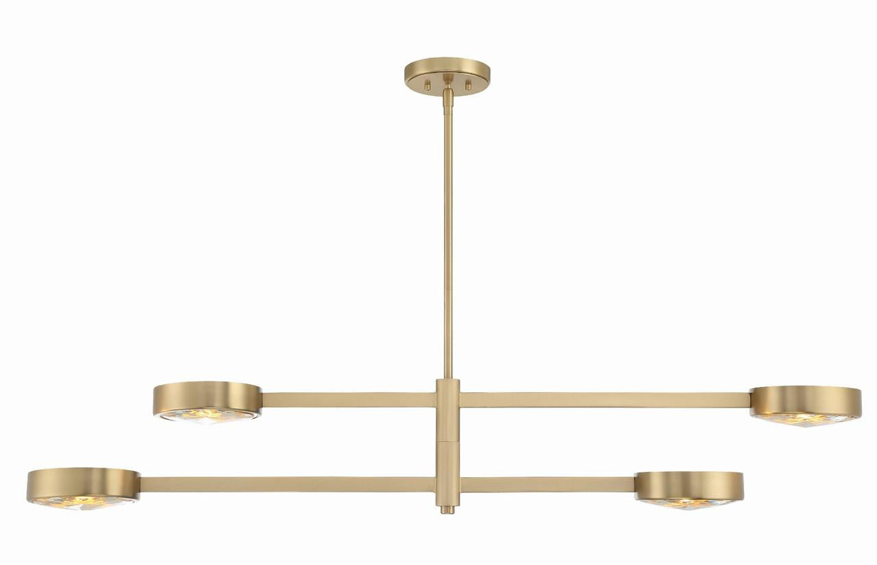 Crystorama Orson 4 Light Chandelier - Modern Gold 9"H