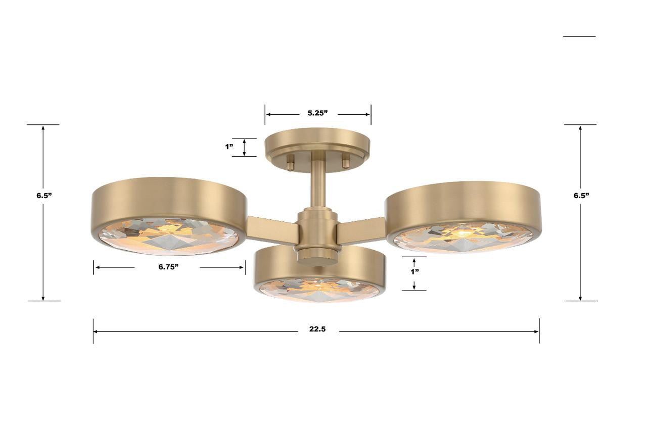 Crystorama Orson Semi Flush Mount - Modern Gold 6.5"H