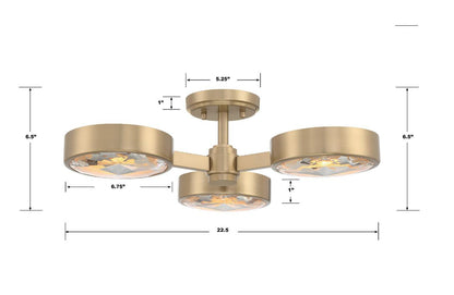 Crystorama Orson Semi Flush Mount - Modern Gold 6.5"H