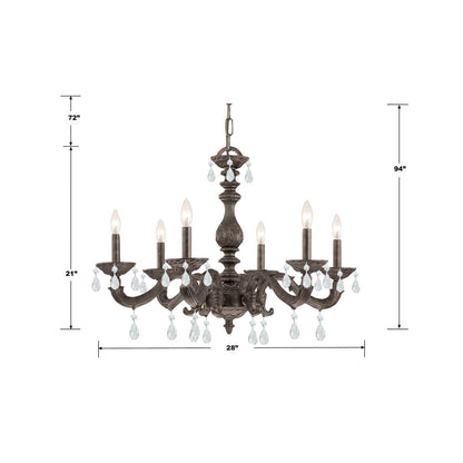 Crystorama Paris Market Chandelier - Venetian Bronze, Hand Cut Crystal 21"H