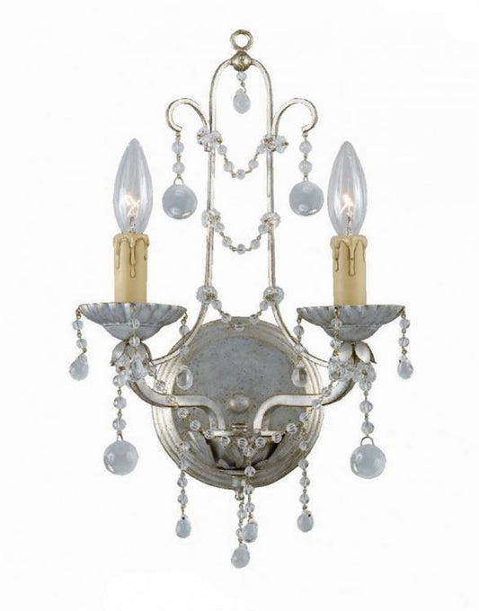 Crystorama Paris Market 2 Light Wall Sconce Silver Leaf
