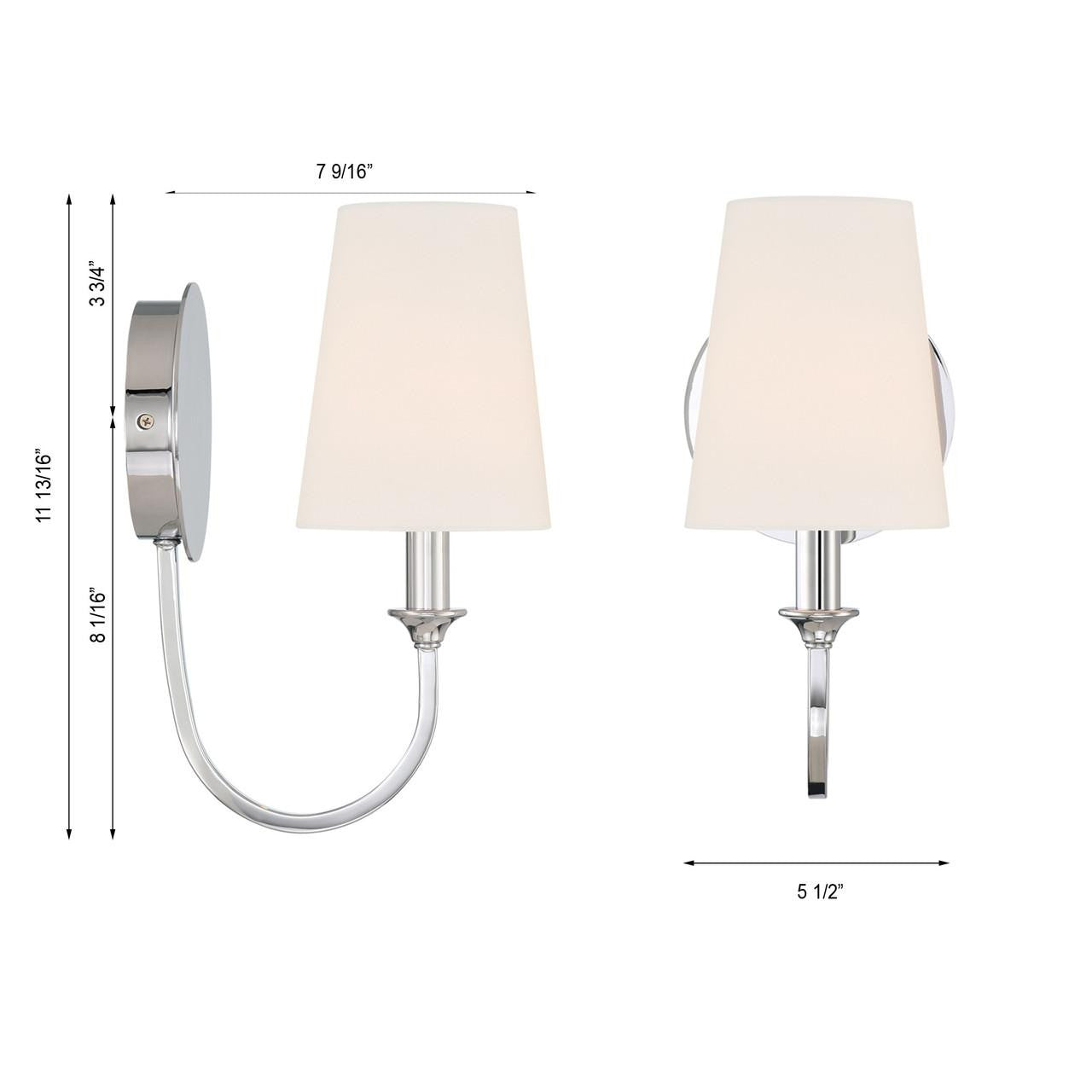 Crystorama Payton 1 Light Wall Sconce - Polished Chrome 11.75"H