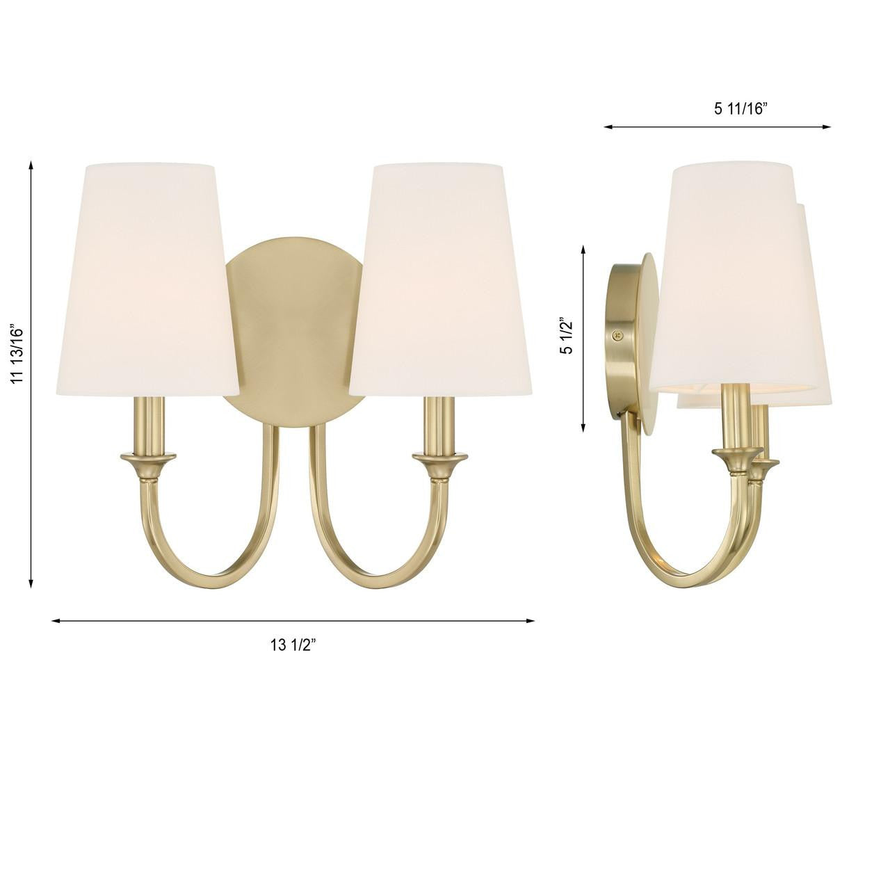 Crystorama Payton 2 Light Wall Sconce - Vibrant Gold 11.75"H