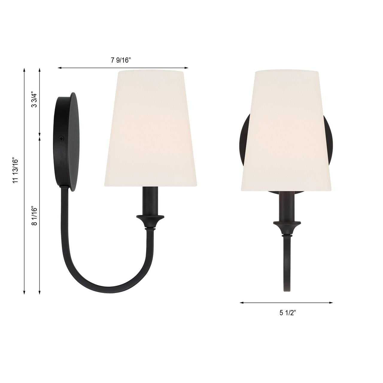Crystorama Payton Wall Sconce - Black Forged 11.75"H