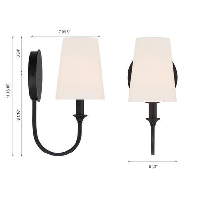 Crystorama Payton Wall Sconce - Black Forged 11.75"H