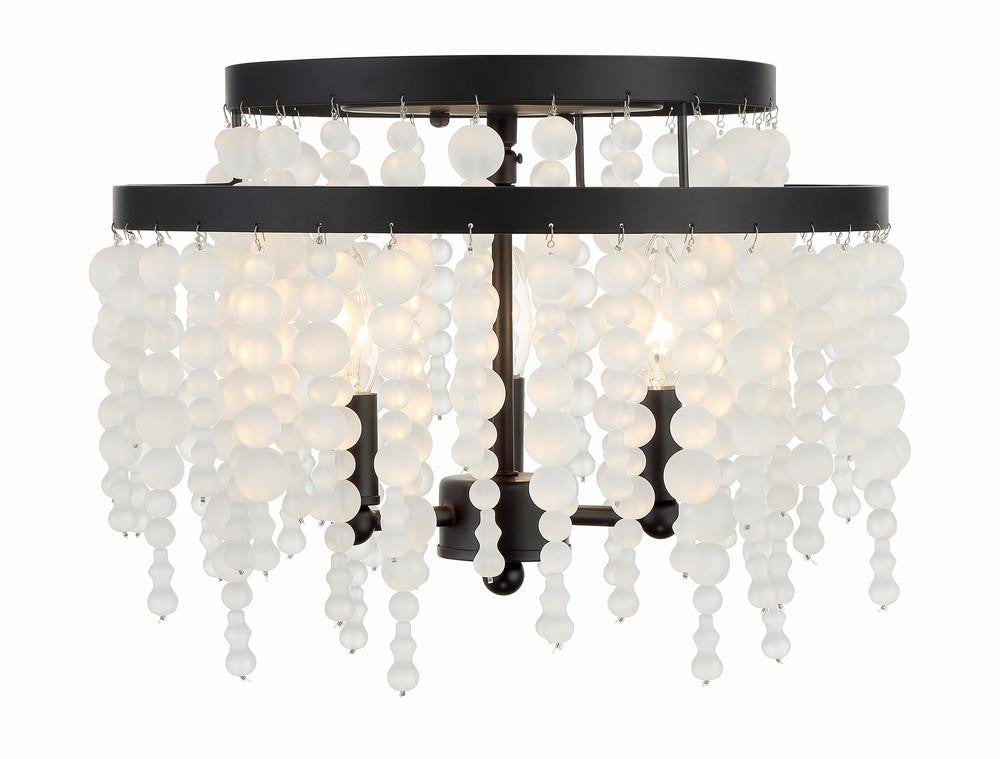 Crystorama Poppy 3 Light Semi Flush Mount Matte Black