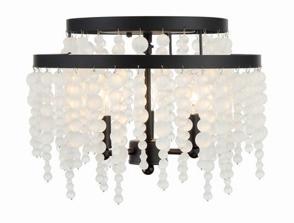 Crystorama Poppy 3 Light Semi Flush Mount Matte Black