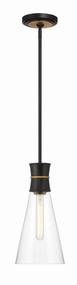 Crystorama Quinn Mini Pendant Matte Black, Textured Gold