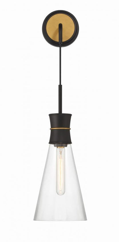Crystorama Quinn Wall Sconce Matte Black, Textured Gold