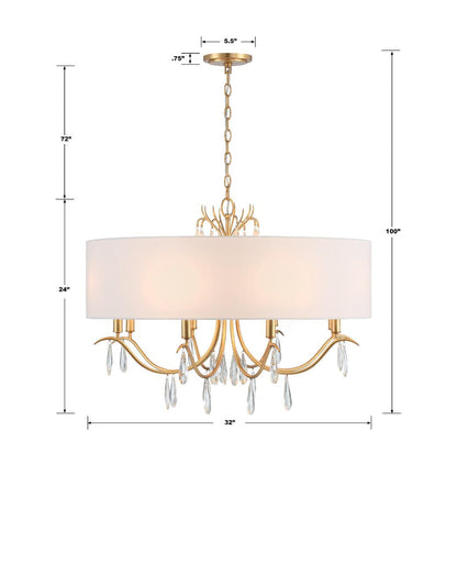 Crystorama Rollins Chandelier - Antique Gold, Hand Cut Crystal 24"H