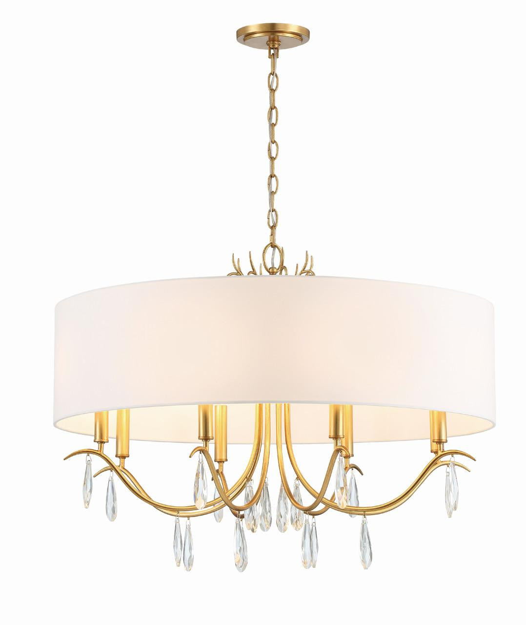 Crystorama Rollins Chandelier - Antique Gold, Hand Cut Crystal 24"H