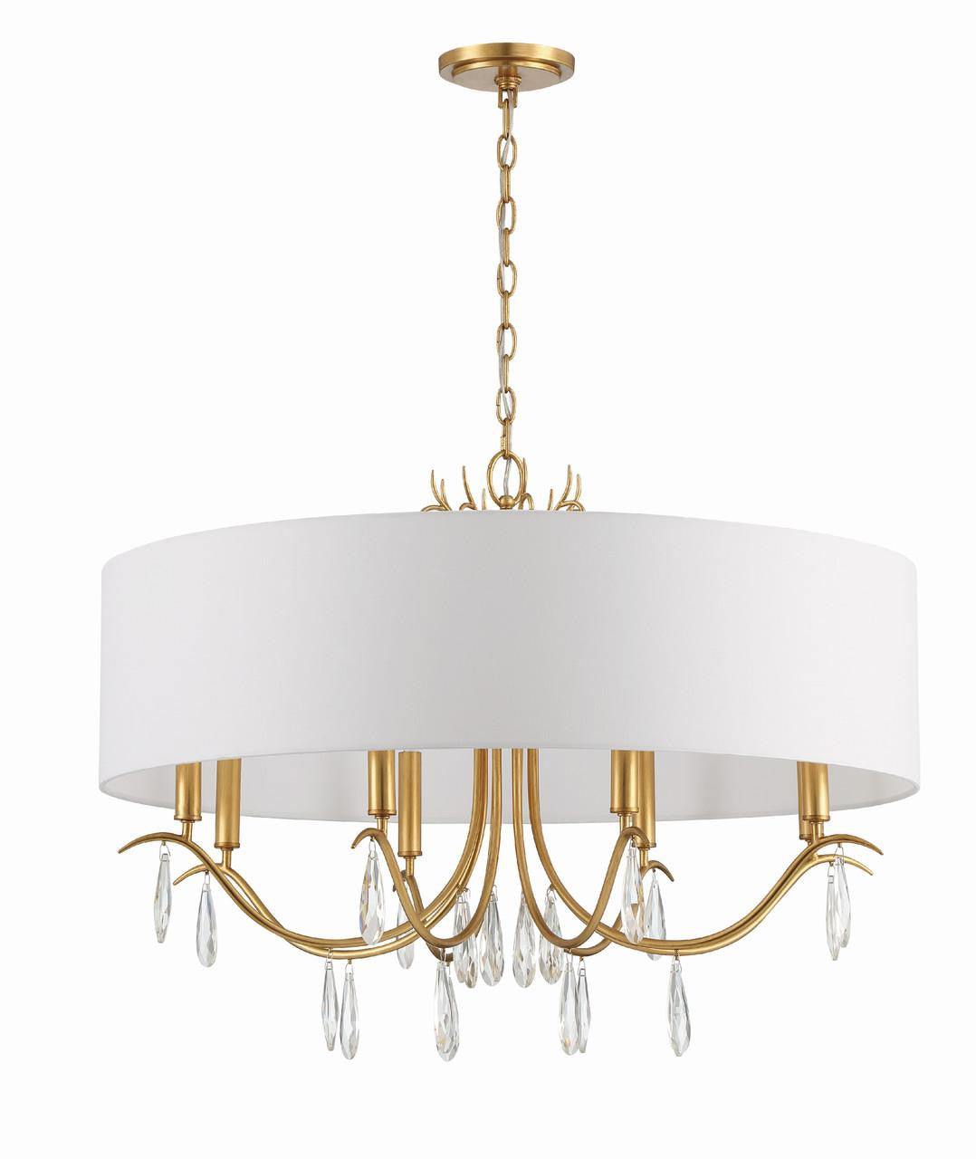 Crystorama Rollins Chandelier - Antique Gold, Hand Cut Crystal 24"H