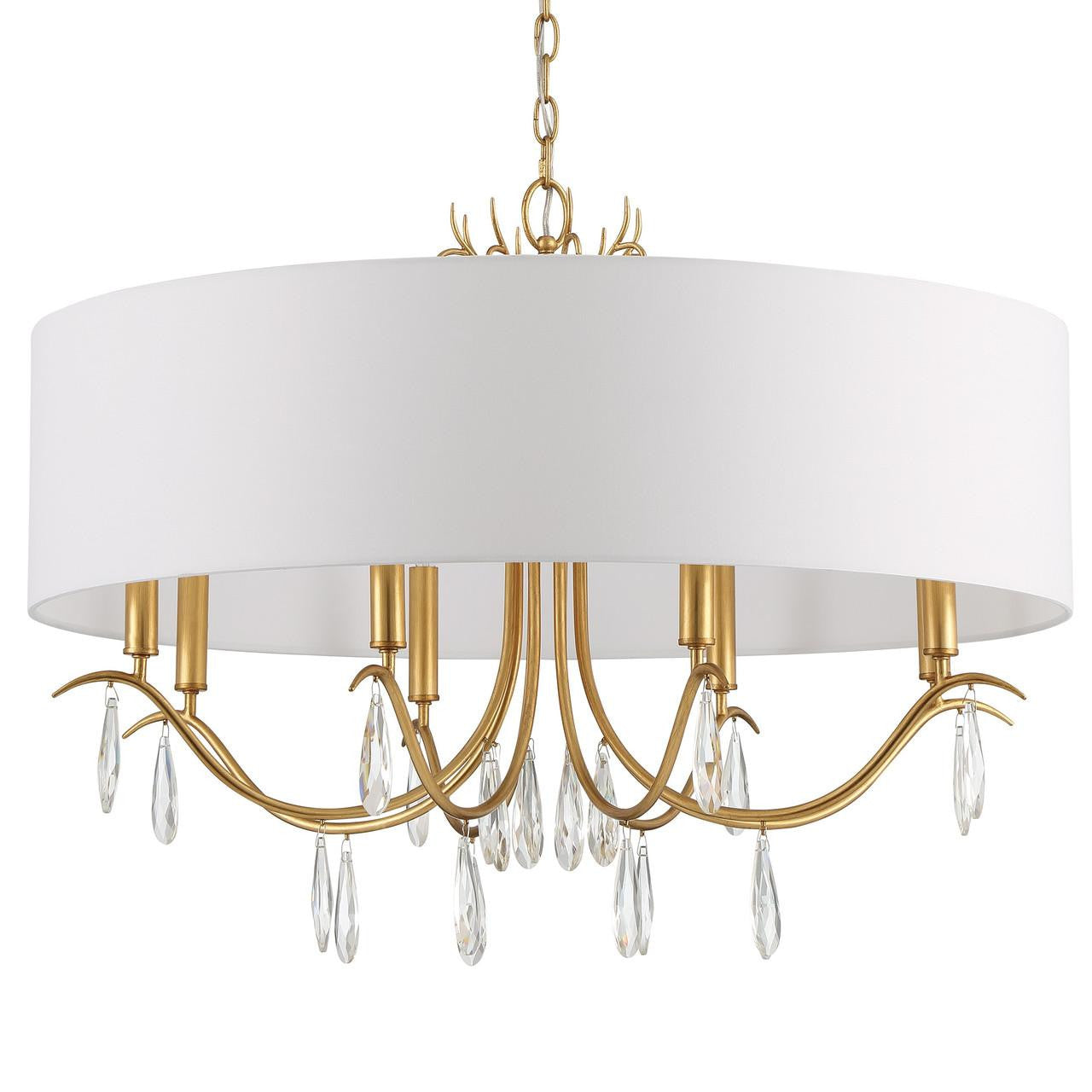 Crystorama Rollins Chandelier - Antique Gold, Hand Cut Crystal 24"H