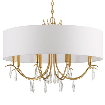Crystorama Rollins Chandelier - Antique Gold, Hand Cut Crystal 24"H
