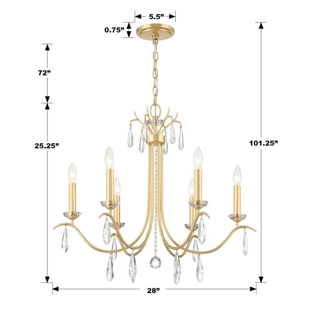 Crystorama Rollins Chandelier - Antique Gold, Hand Cut Crystal 25.25"H