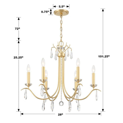 Crystorama Rollins Chandelier - Antique Gold, Hand Cut Crystal 25.25"H