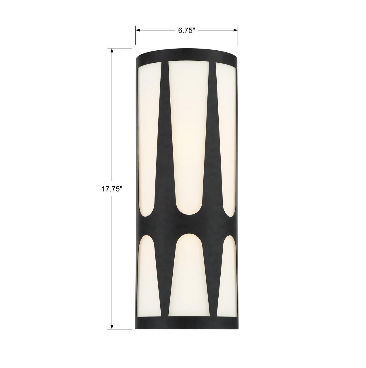 Crystorama Royston Wall Sconce - Black 17.75"H