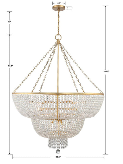 Crystorama Rylee Chandelier - Antique Gold 63.5"H