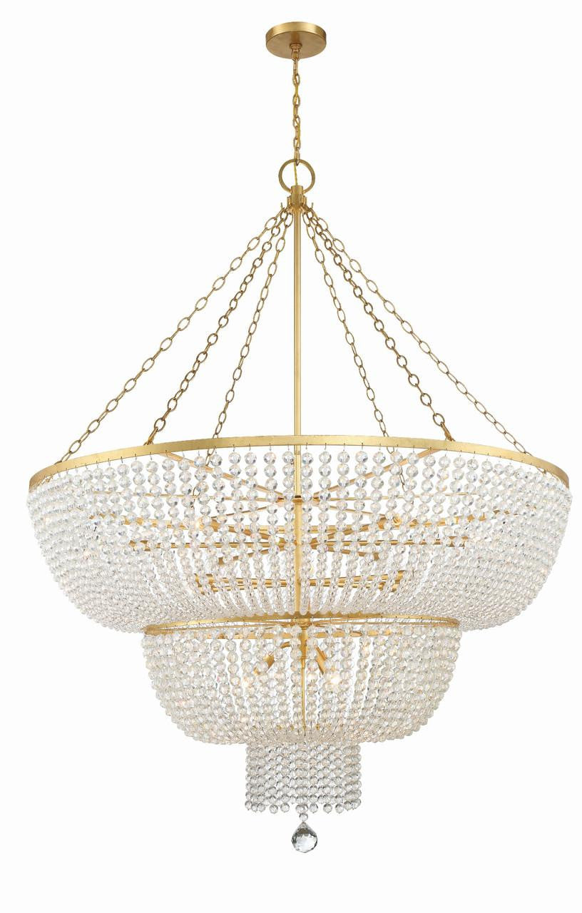 Crystorama Rylee Chandelier - Antique Gold 63.5"H