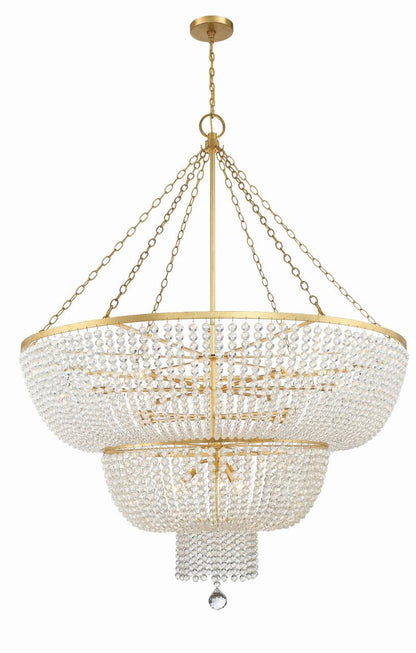 Crystorama Rylee Chandelier - Antique Gold 63.5"H