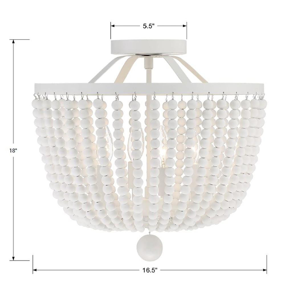 Crystorama Rylee Semi Flush Mount - Matte White 16.5"H