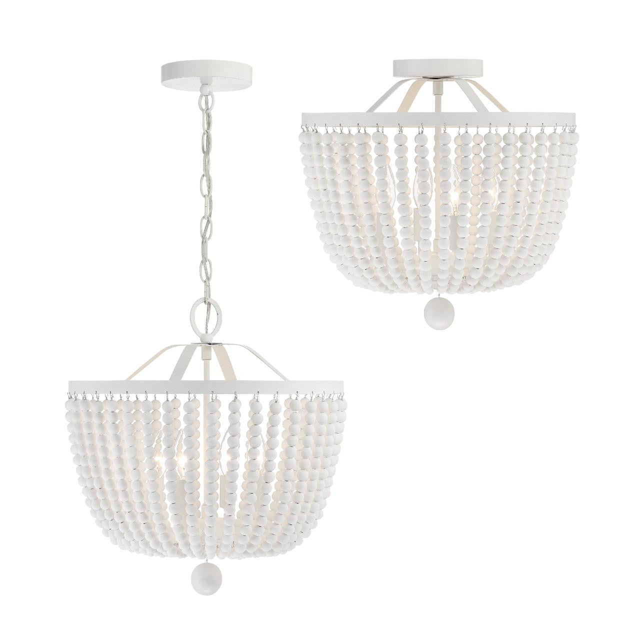 Crystorama Rylee Semi Flush Mount - Matte White 16.5"H