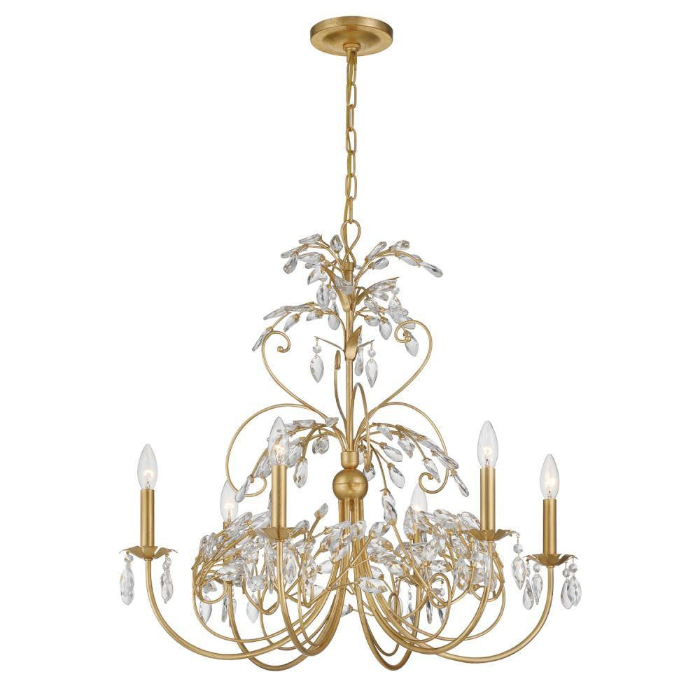 Crystorama Sadie 6 Light Chandelier Antique Gold