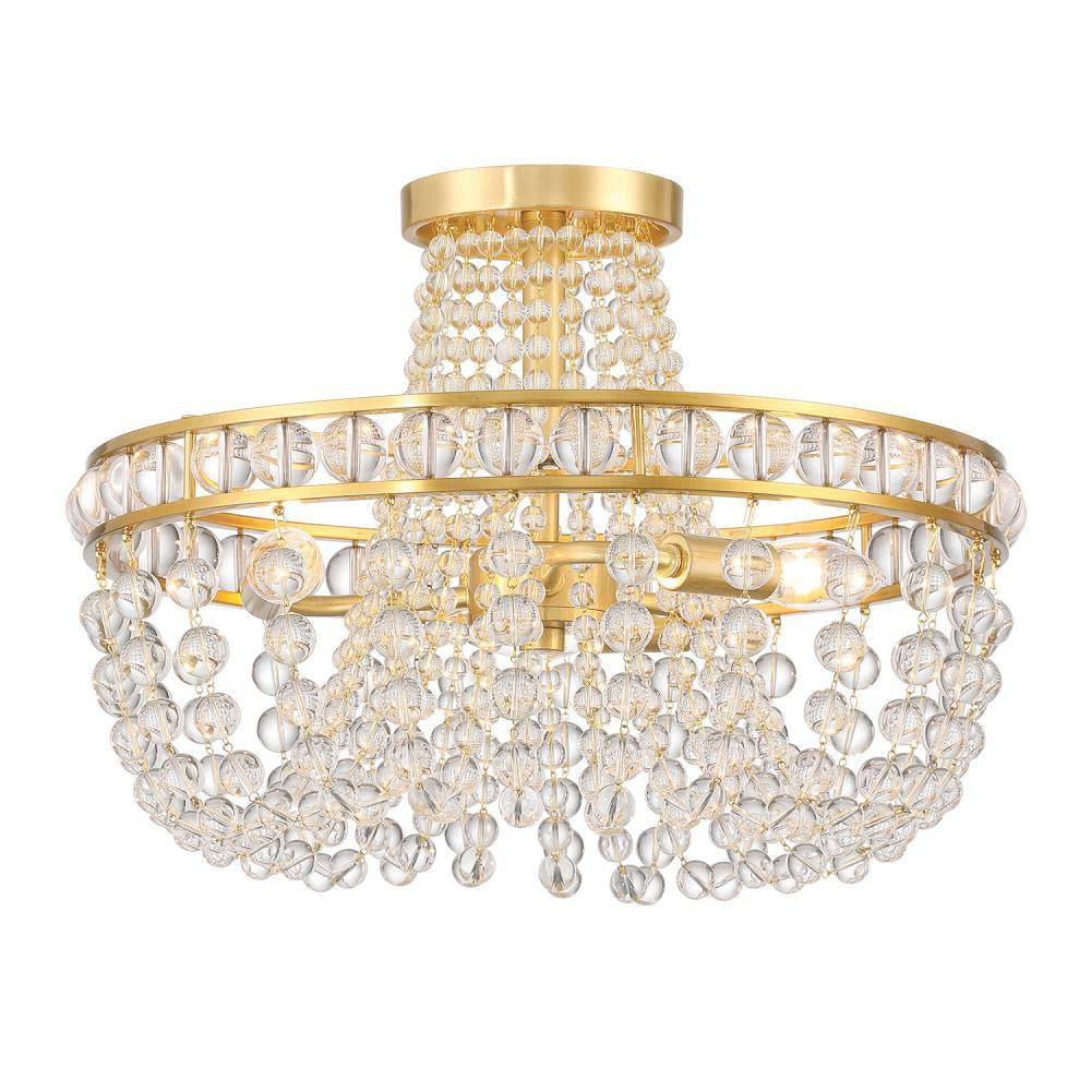 Crystorama Seville 3 Light Semi Flush Mount Aged Brass