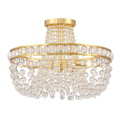 Crystorama Seville 3 Light Semi Flush Mount Aged Brass