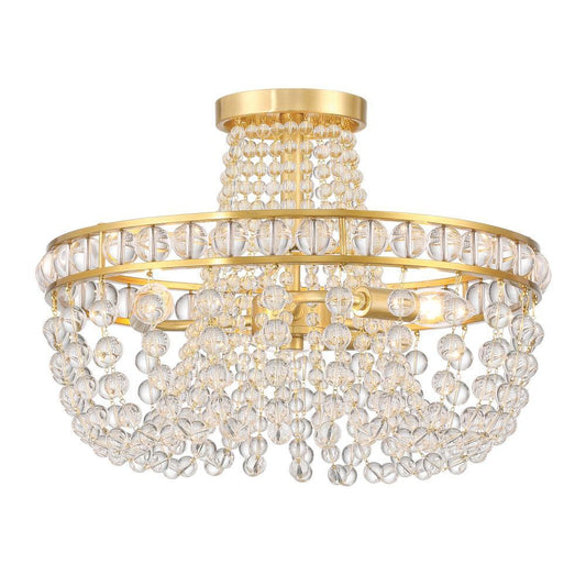 Crystorama Seville 3 Light Semi Flush Mount Aged Brass