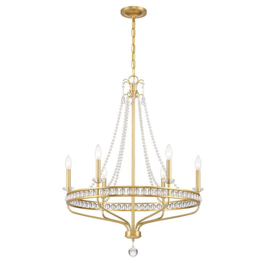Crystorama Seville 6 Light Chandelier Aged Brass