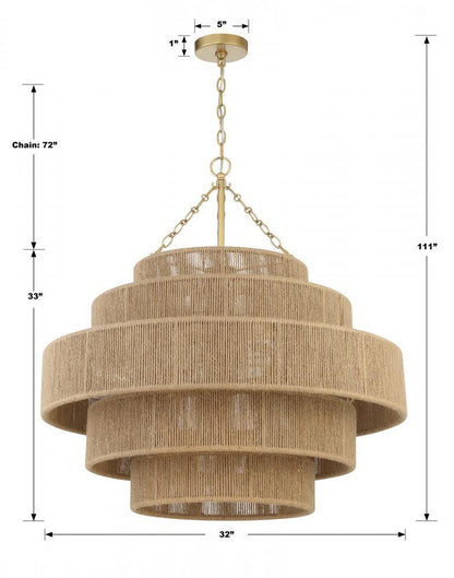 Crystorama Shyla Chandelier - Soft Gold 33"H