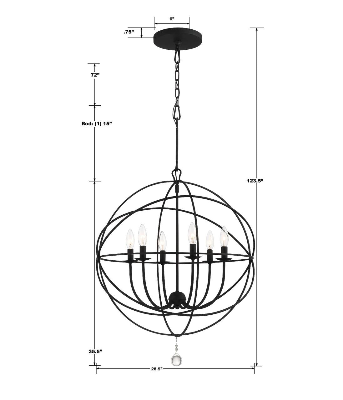 Crystorama Solaris 6 Light Chandelier