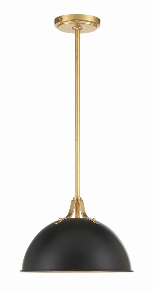Crystorama Soto Mini Pendant Matte Black, Antique Gold